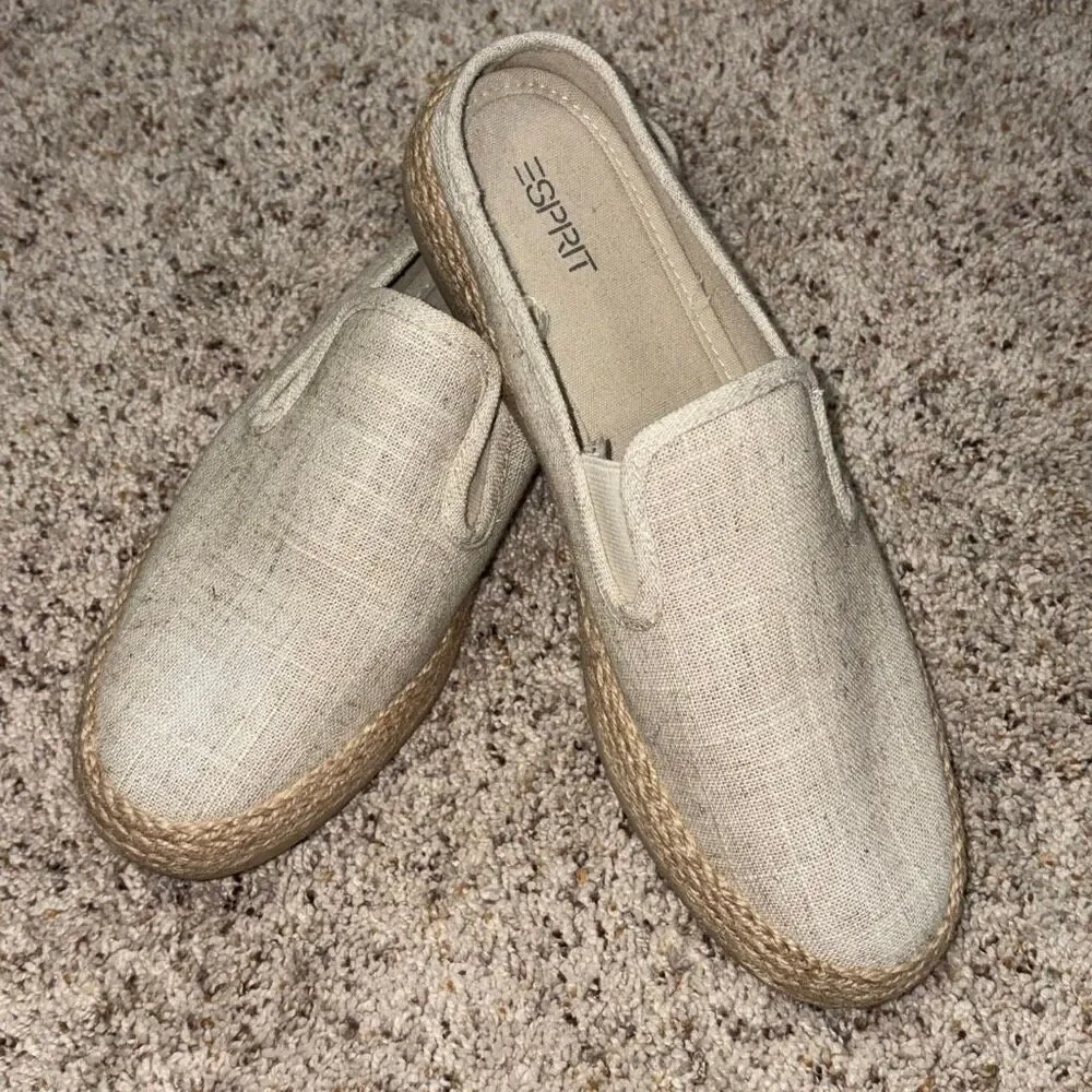 ESPRIT Neema‎ Linen Espadrille Slip On Shoes Women’s 8.5M Natural Beige